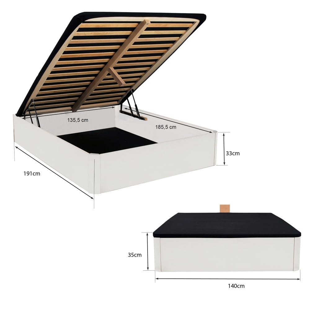 WEBER INDUSTRIES Letto baule Spiro 140 x 190 cm + 1 letto/bianco
