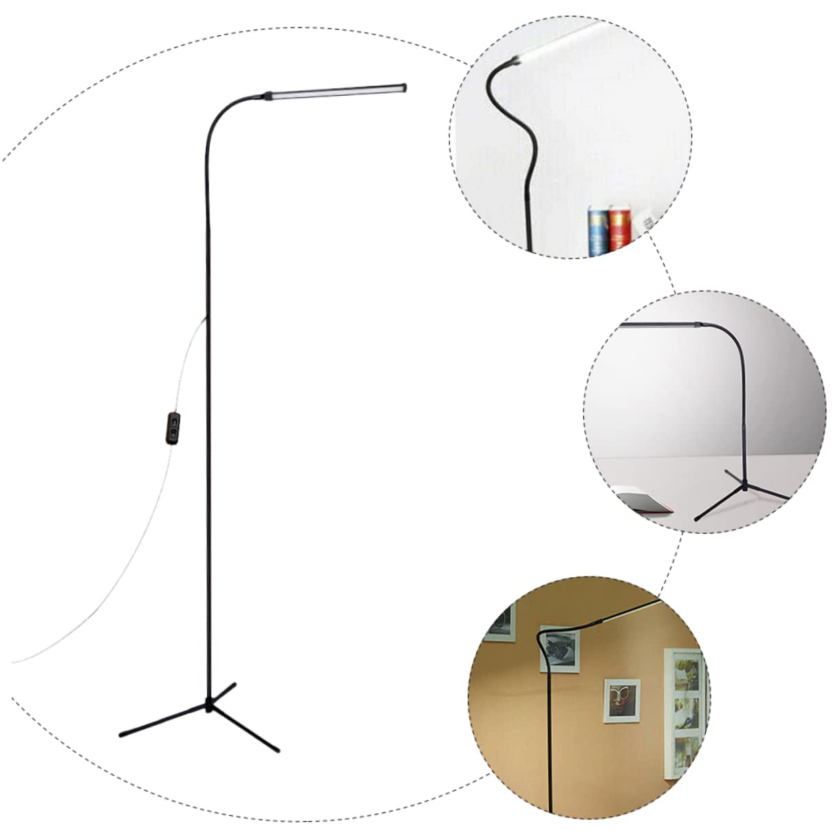 OSALADI Lampada da Lettura Luce senza Abbagliamento Dimmerabile con Clip LED Braccio lungo Flessibile, Alimentazione Usb Nero per Scrivania e Libro