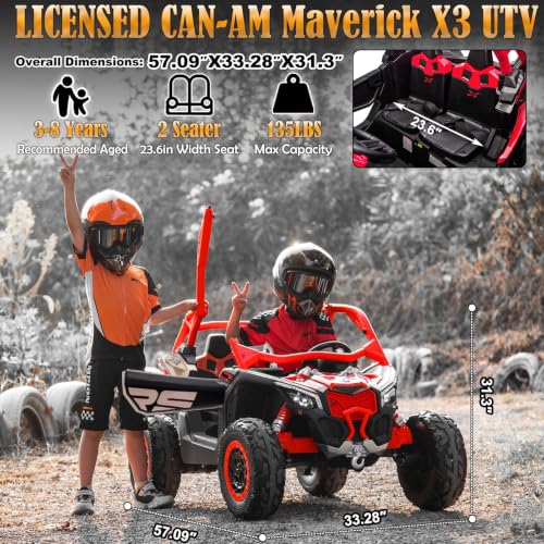 Image of Licensed CAN-AM Maverick X3 24V Ride On Toys 2 Seater Kids UTV Side by Side