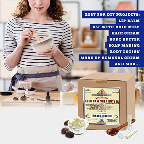 ANCIENT HEALTH REMEDIES Organic Unrefined Raw AFRICAN IVORY WHITE SHEA BUTTER BLOCKS/JAR Bulk Size Grade A for Anti Aging Dry Skin Base for DIY Body Butter, Beauty