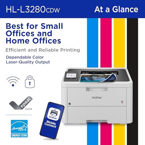 Image of Brother HLL3280CDW Wireless Compact Color Laser Printer, Duplex, Mobile Printing & Ethernet | Includes 2 Month Refresh Subscription Trial, Amazon Dash Replenishment Ready (Renewed Premium)