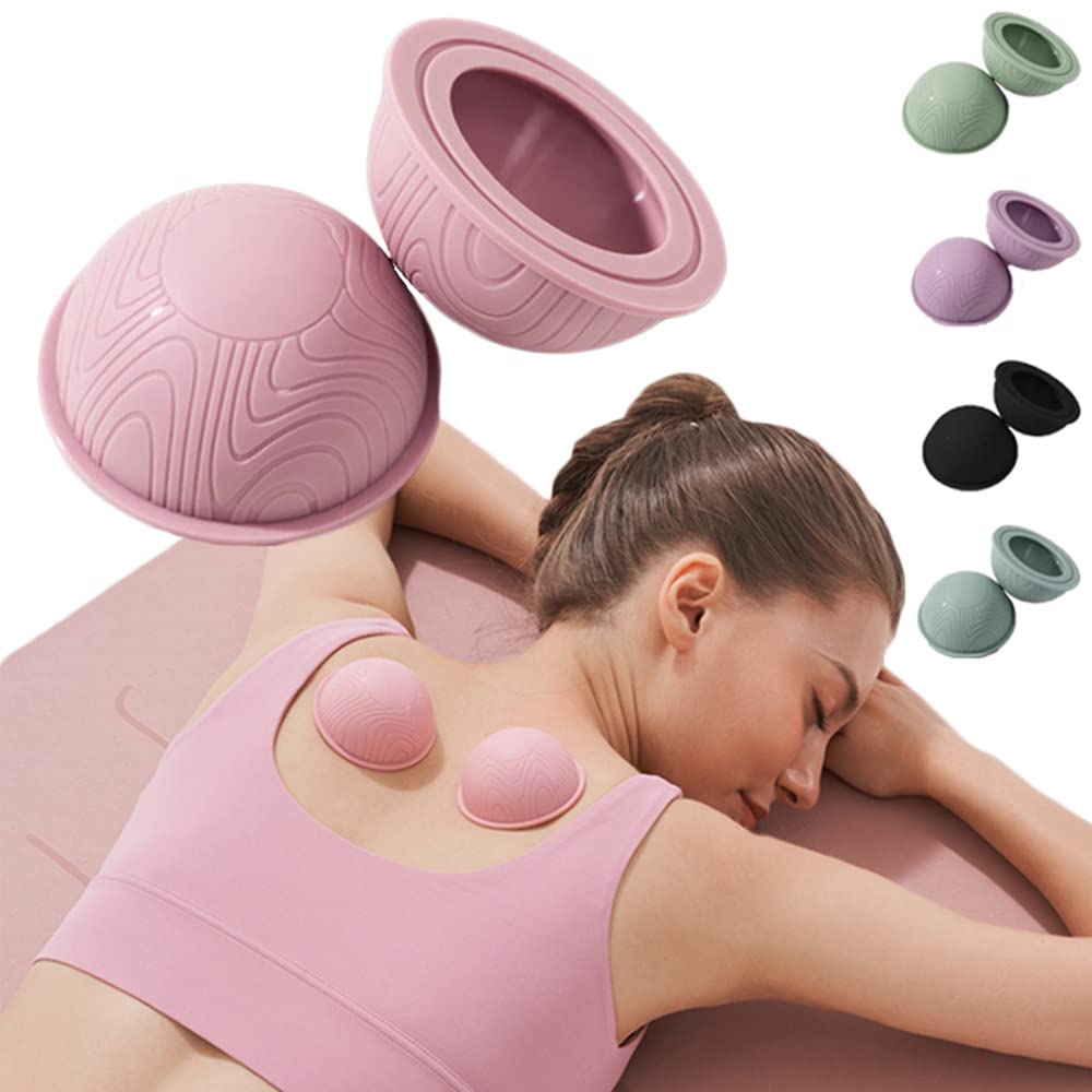 1Par De Pelotas De Masaje para Yoga Relajación Muscular Alivio del Dolor Pelota De Fascia Portátil Copa Anticelulítica De Silicona Ventosas De Masaje Al Vacío