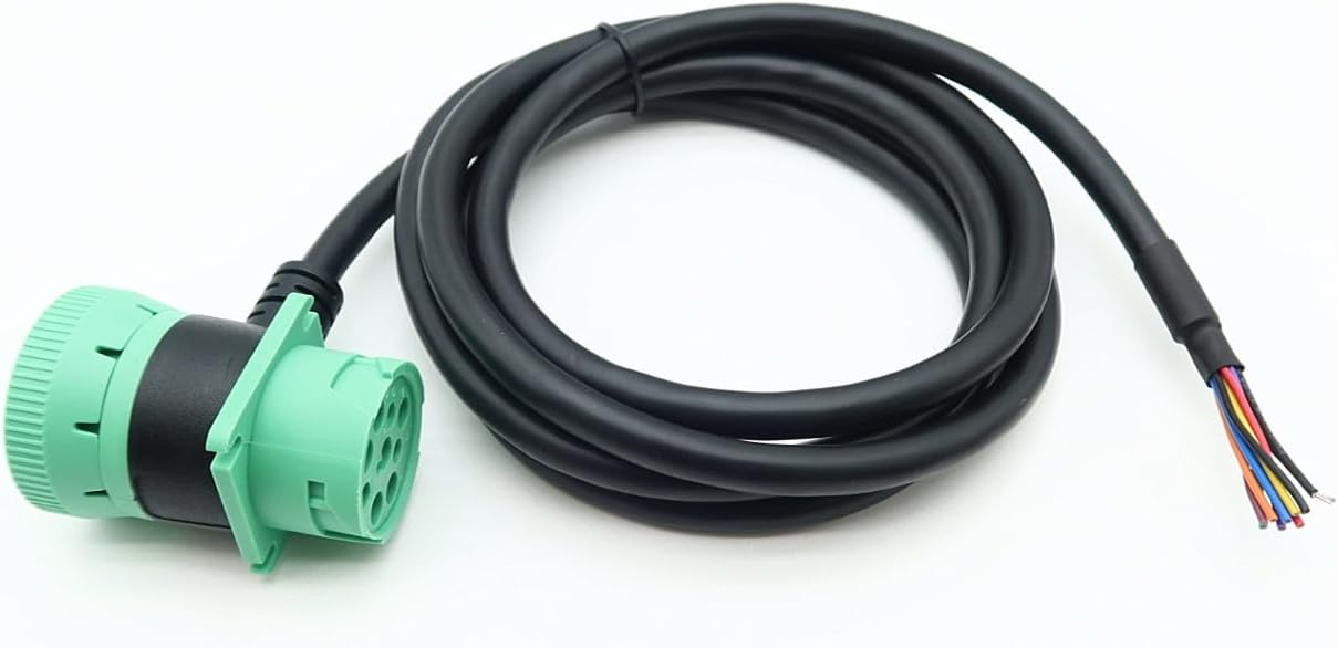 WISDOMHOOD SAE J1939 9Pin Pass Through Male/Female to Open End Pigtail Cable 6ft for Freightliner Truck