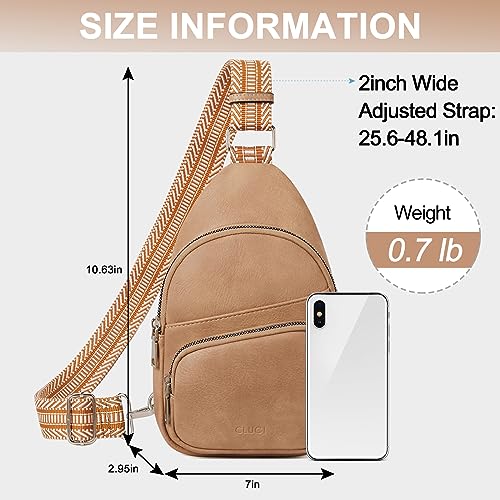 Image of CLUCI Sling Bag for Women, Vegan Leather Fanny Pack Crossbody Bags for Women, Chest Bag With Guitar Strap