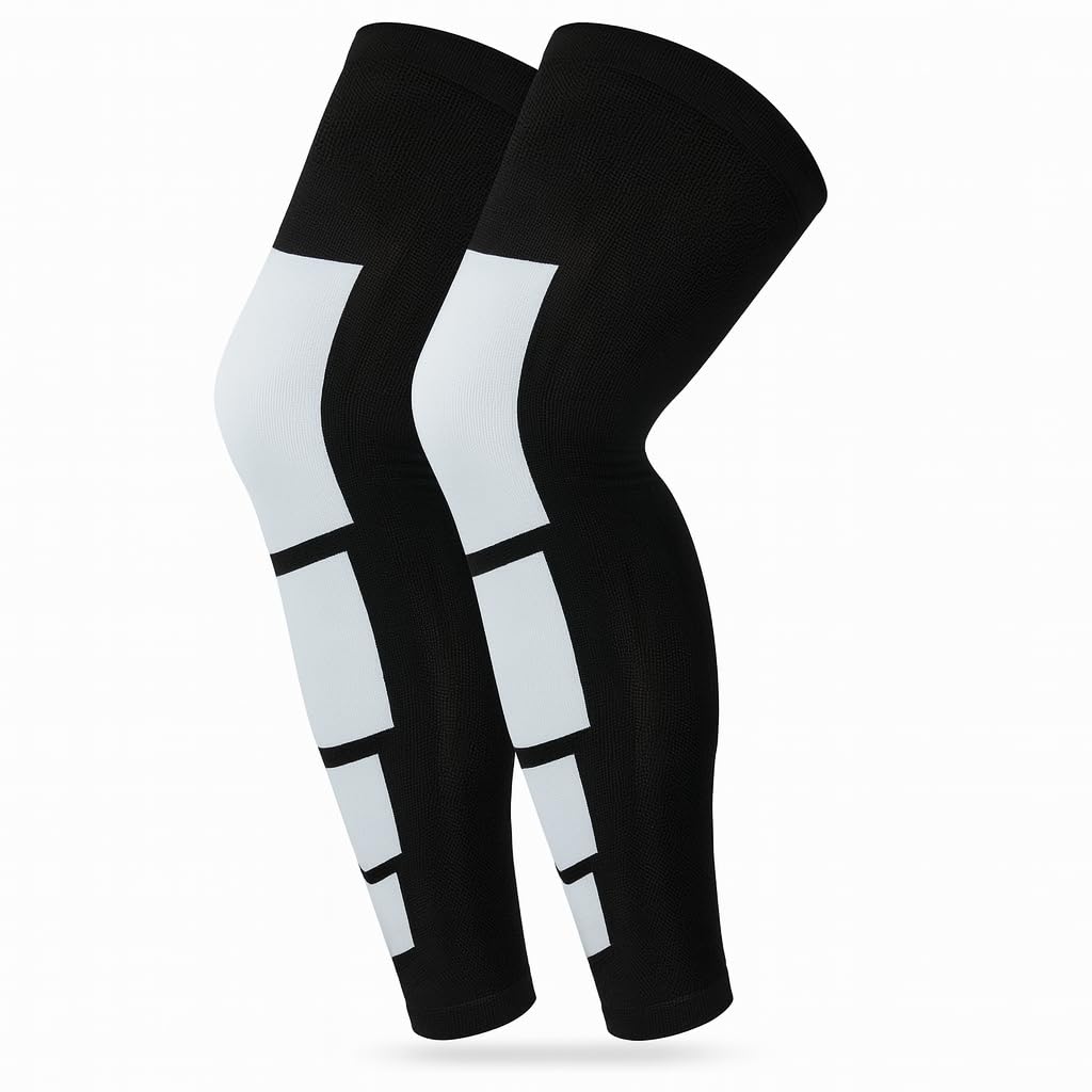 never quit Men's Compression Calf Sleeves for Pain Relief, Black and White-picture-41
