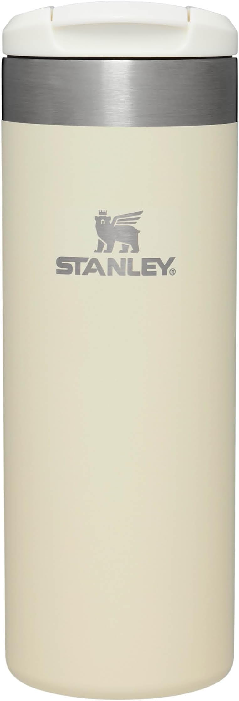 Stanley Aerolight Transit Travel Mug 0.47L - Keeps 6 Hours Hot - 8 Hours Cold - Dishwasher Safe - Leakproof - Car Cup Holder Compatible - Thermos Coffee Mug - Cream Metallic