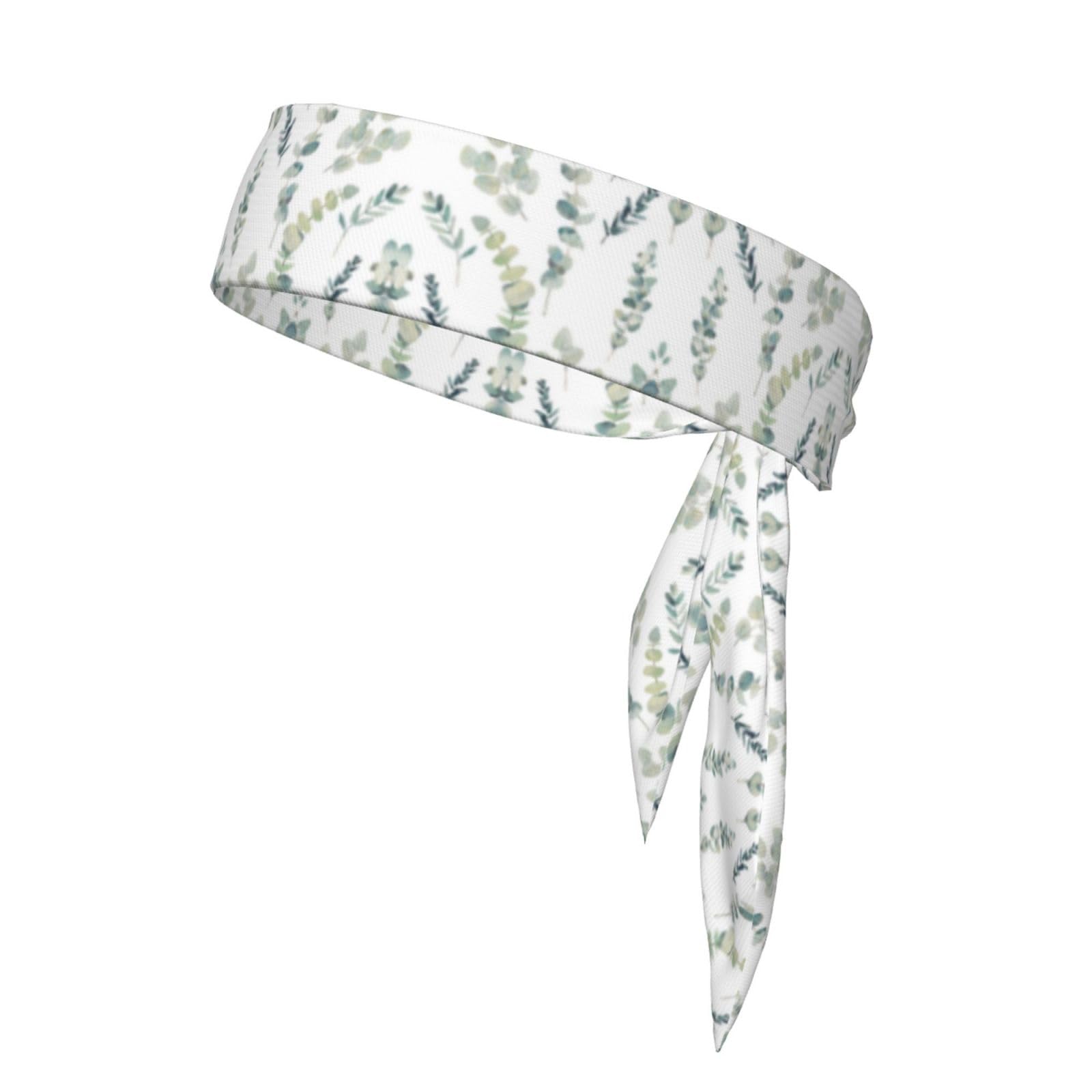 White Natural Greenery Twig Exercising Double-Layer Athletic Bandanas Durable Adjustable Sports Sweatband