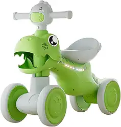 Bicicleta de Equilíbrio DinoPlus Verde Kidino Motoca Infantil Dino Triciclo Bebe Leve e Durável Bike Sem Pedal
