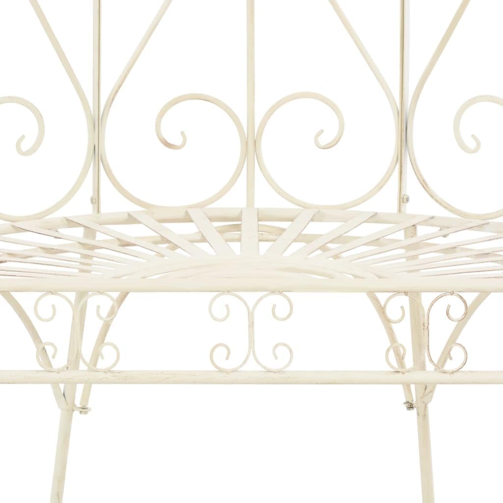 vidaXL Garden Bench Antique White Wrought Iron Medium Decorative Inlays