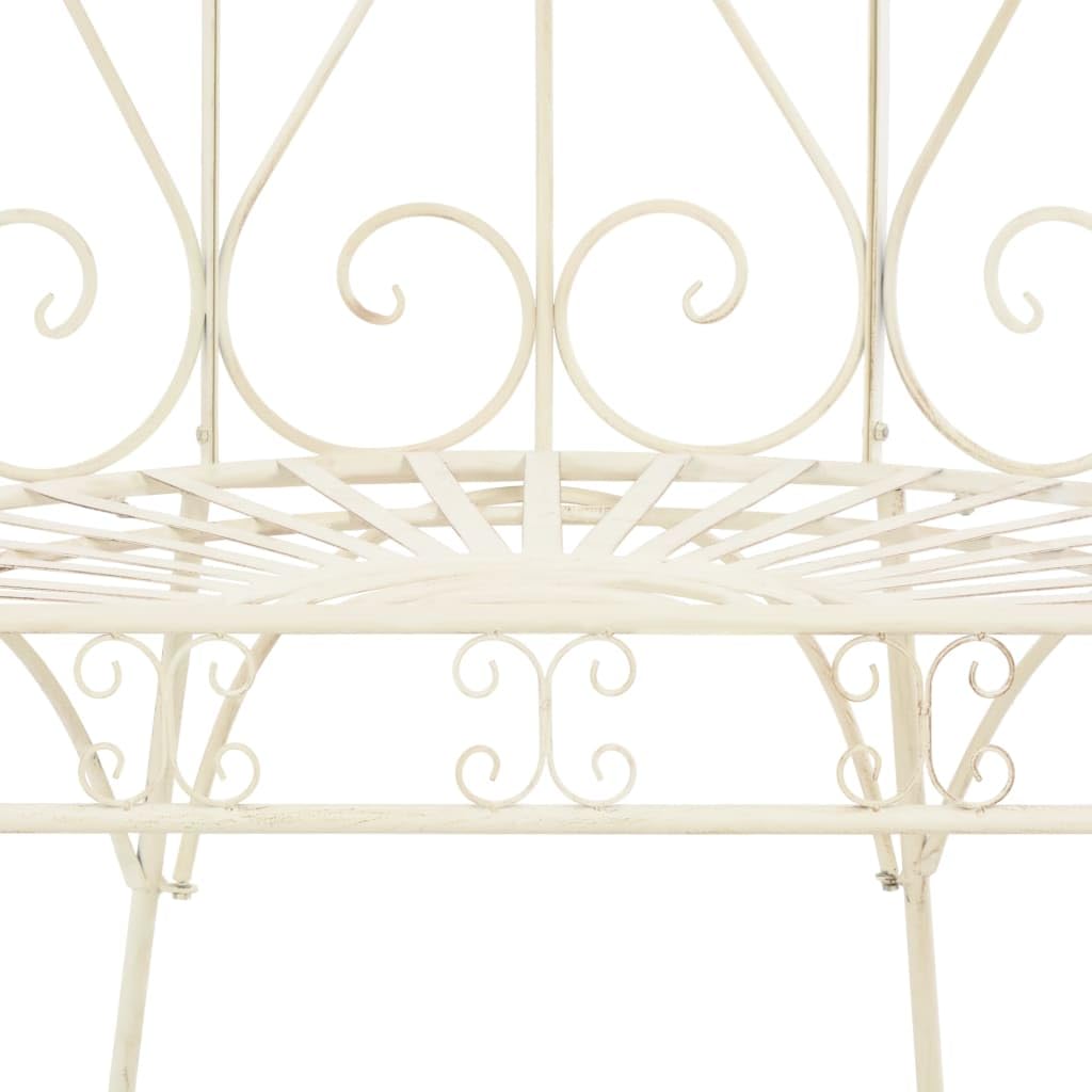 vidaXL Banco de Jardín Aspecto Antiguo Decoración Asientos Mobiliario del Exterior para Terraza Patio Porche Balcón Muebles Hogar 95 cm Hierro Blanco