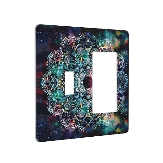 Bohemian Mandala Boho Colorful Purple Starry 2 Gang Single Toggle Rocker Combination Light Switch Cover Country Decorative Wall Plate Cover Electrical Faceplate Switchplate for Farmhouse Bathroom