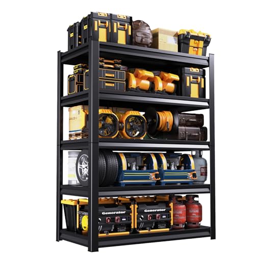 Garage Shelving Heavy Duty Shelving Metal Garage Storage Shelves Industrial Shelving Unit with Adjustable Shelves Storage Shelf Rack for Industrial, Warehouse, Basement (19.7