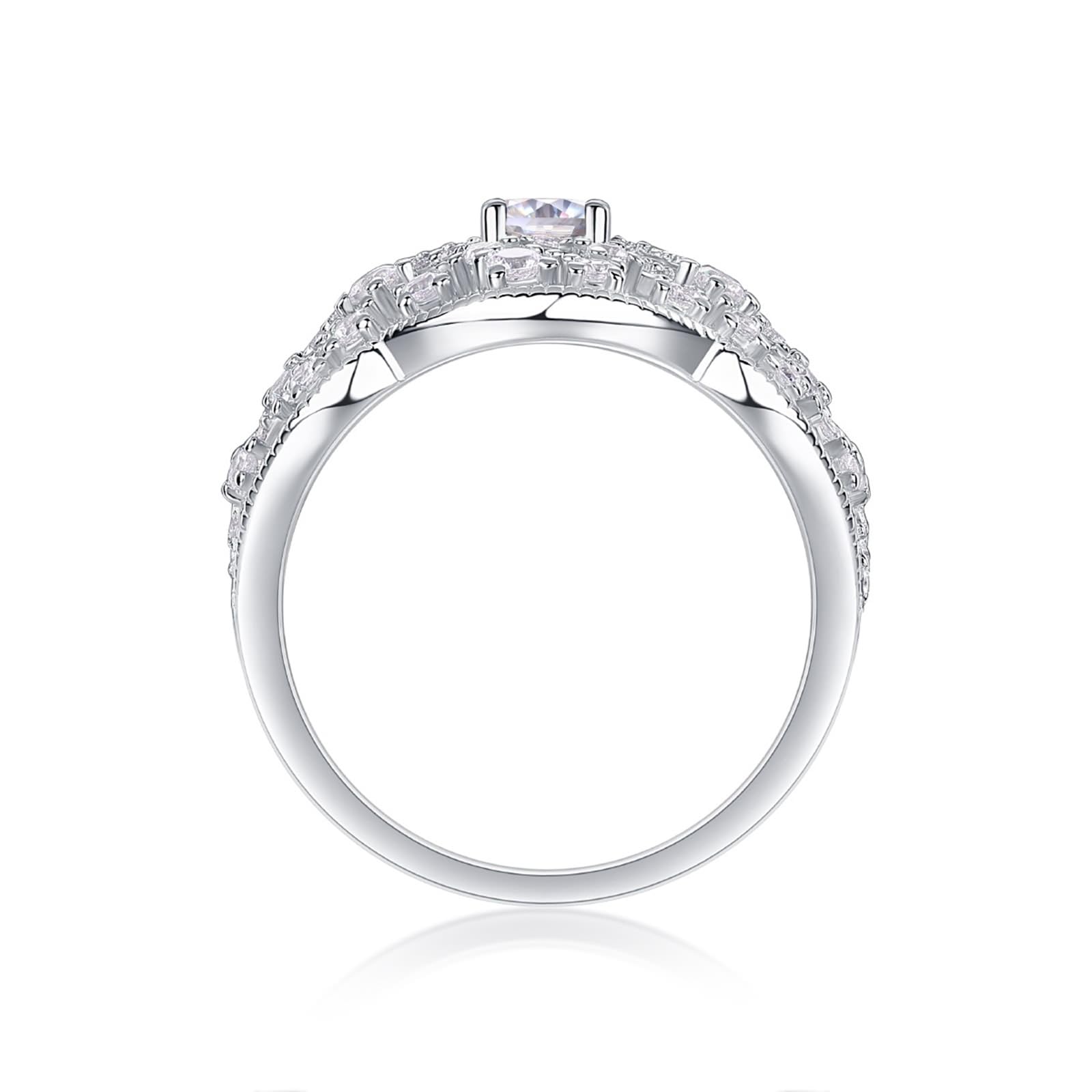 KnSam Żółte złoto 18 K Au750 pierścionek zaręczynowy prawdziwe złoto, szeroki pusty pierścionek z owalnym szlifem moissanit, obrączki ślubne Platinum PT950, rozm. 47-65