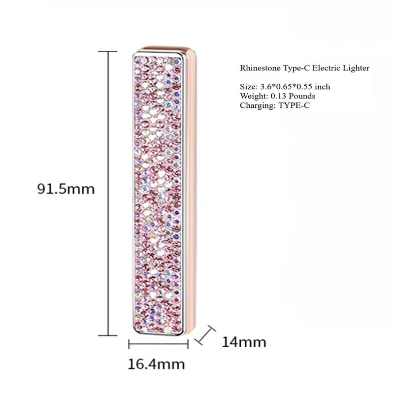 Encendedor eléctrico recargable tipo C con diseño rhinestone miniatura 6