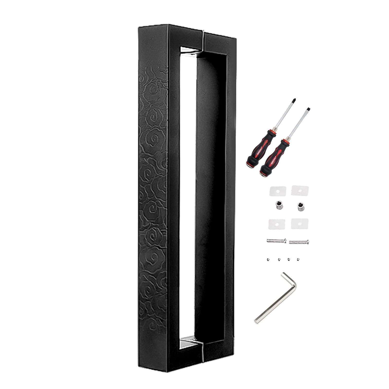 GYRAZXS Barn Door Push Pull Door Handle Entry Door Pull Bar Handle Matte Black, 17 24 40 47 60 Inch Push Pull Door Handle, Rustic Barn Door Pulls Grab Rod Stainless Steel, Square (Color : Black, S