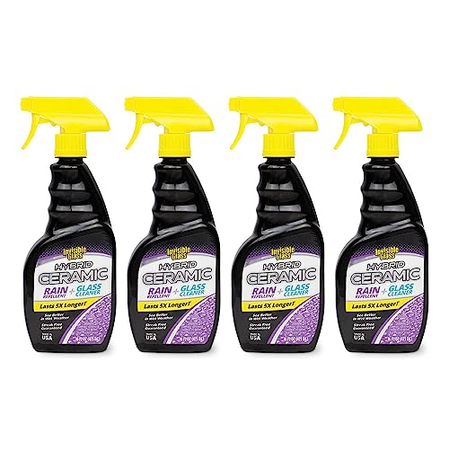 Image of Invisible Glass 92183-4PK Hybrid Ceramic Rain Repellent and Glass Cleaner - Cleans & Protects Car Windows and Windshields with Long-Lasting Water-Repellent Si02 Technology - 16 fl oz (Pack of 4)