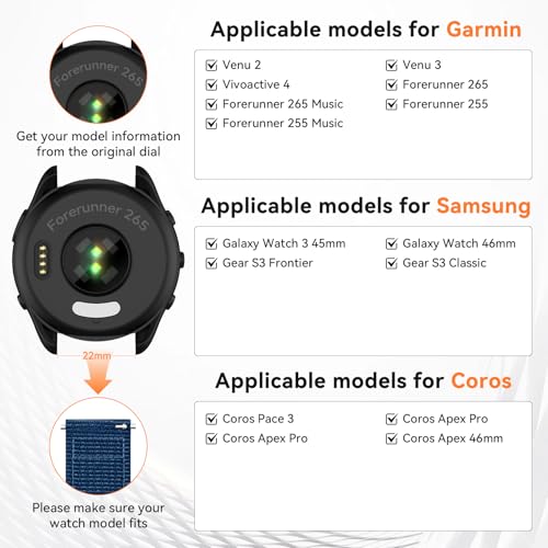 Correa de lona de 22mm para reloj Garmin miniatura 2