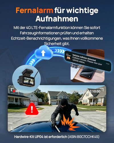 70mai A810 Lite Dashcam Vorne Hinten, 4K Dashcam Auto HDR - Keine SD-Karte – Ansicht 4