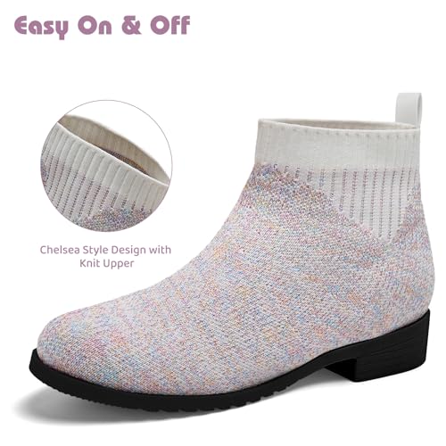 IceUnicorn Girls Chelsea Boots Knit Sock Ankle Boots Slip On Short Booties Girls Low Heel Boots for Little Kid/Big Kid4