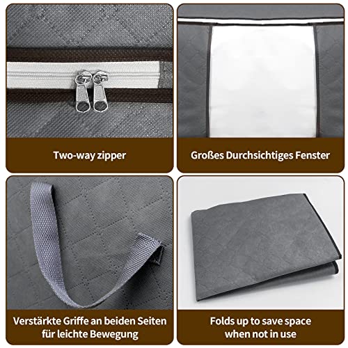 Grande custodia pieghevole per abiti (5 pezzi), chiusura lampo durevole e manico rinforzato, in tessuto non tessuto per vestiti, biancheria da letto, trapunte, cuscino - Image 4