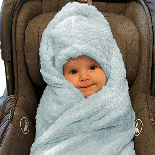 Image of EVERYDAY KIDS Pastel Blue Baby Car Seat Blanket for Baby and Toddler Boys Baby Bunting Swaddle Wrap Blanket for Interior Car Seat; Cover Baby and Keep Car Seat Clean