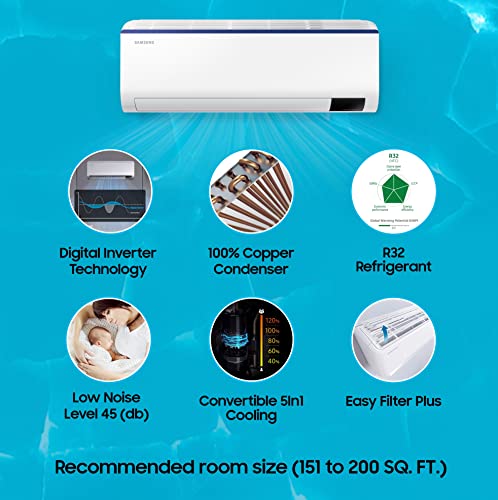Image of Samsung 2 Ton 4 Star Inverter Split AC (Copper, Convertible 5-in-1 Cooling Mode, Anti-Bacteria Filter, 2022 Model, AR24BYMZAUR, White)