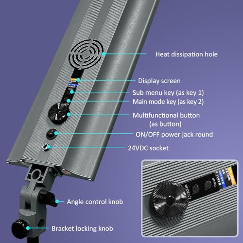 Image of LED Light, Dimmable Photography Lighting, 2700K-3500K Studio Lights, Panul Light for Video Streaming, YouTube Recording,CRI 96+, 220V Power Cord(GL-80C)