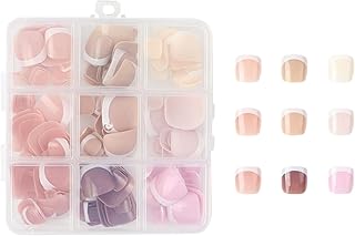 Rubyface 9 Color Press On Nails Fake Toe Nails 216 Pcs, French tip press-on nails, Press on Nail, Artificial Nail Extensio...