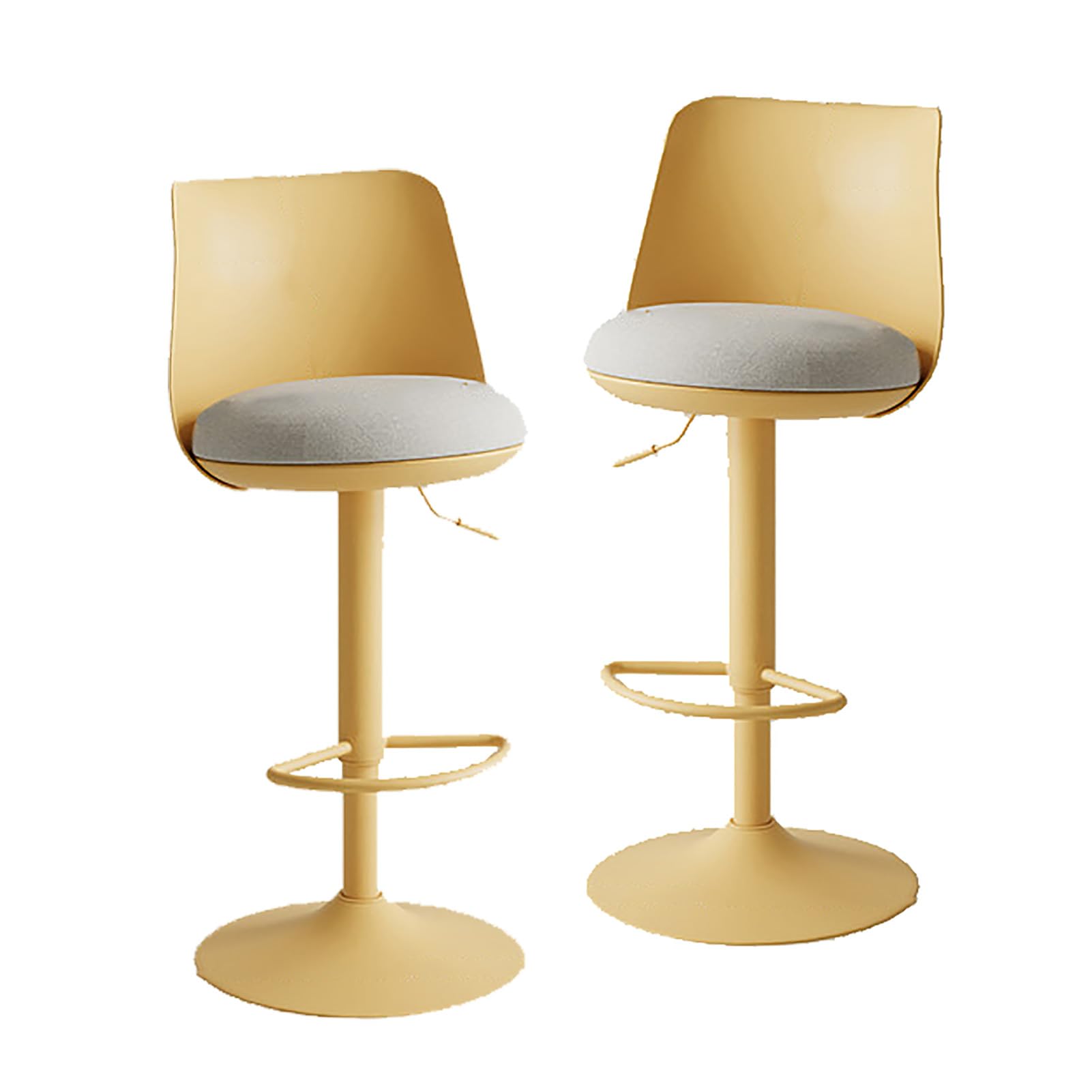 STUIJKVSZ Set of 2 Modern Bar s, 360° Swivel Counter Height Bar Adjustable Height Upholstered Armless Bar Chair with Linen Seat for Kitchen Island, Bistro, Pub, Café(Set of 2, Yellow)