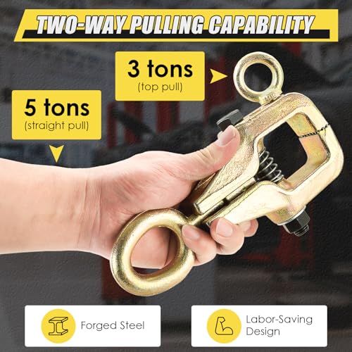 Image of NATGAI Auto Body Repair Pull Clamp, 5 Ton 2-Way Frame Pull Clamp with Self-Tightening Grips, Top & Straight Auto Body Repair Tool for Car Vehicle Automotive Frame Straightening