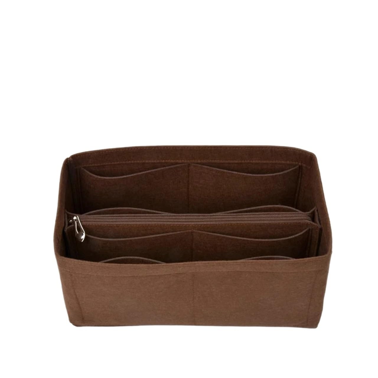 NJIEzhao Felt Handbag Insert Lining Organizer Insert Felt Fits Cloth Bag Makeup Travel Inner Purse Cosmetic Mommy Bags(S coffee middle)