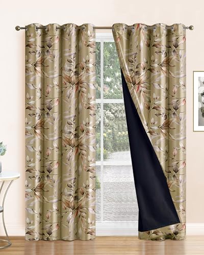 Image of Cloth Fusion Printed 100% Blackout Door Curtains 7 Feet Long Set of 2