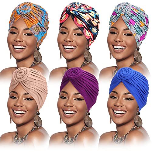 Listado y reviews de Trenzas africana los más recomendados. 34 SATINIOR 6 piezas de turbante africano con nudo de flores preatadas para mujer, Multi color, Medium