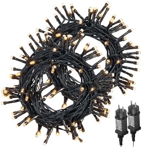 Lunartec Weihnachtslichterkette: 2er-Set LED-Lichterketten mit 100 LEDs,...