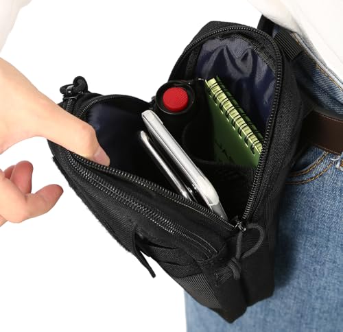 LefRight Multipurpose Tactical Molle Mobile Phone Belt Pouch EDC Gadget Slim Utility Waist Bag with Cellphone Holster Large Black 3 LefRight Multipurpose Tactical Molle Mobile Phone Belt Pouch EDC Gadget Slim Utility Waist Bag with Cellphone Holster Large Black - Image 3