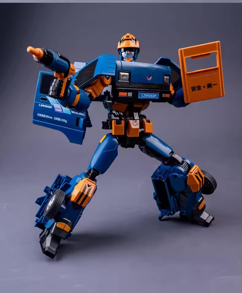 Image of 1:24 Scale Car Transformation Toy Figure for Kids - Manual Robot & Car 2-in-1 Action Toy, 22cm Large Size, Blue Toy Figure, Gift for Boys Age 5+