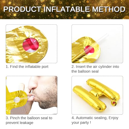 Image of Happy Fathers Day Balloons Gold Father's Day Banner for Father's Day Party Decorations (Fathers Day Gold)