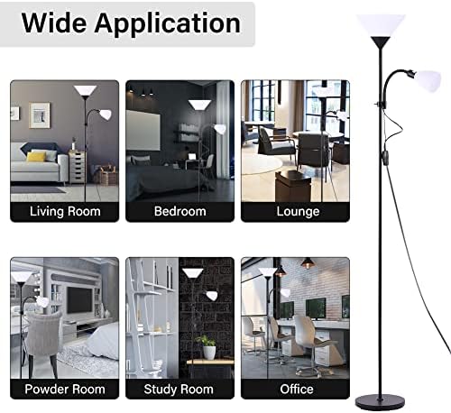 INMOZATA Standard Lamps Living Room, Uplighter Floor Lamp, Modern Mother & Child Tall Floor Lamp for Living Room, Bedroom, Lounge, Office(Black)