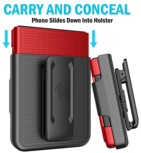 Holster Combo for Samsung Galaxy Z Flip 4 Phone Case with Belt Clip - Red - image 3