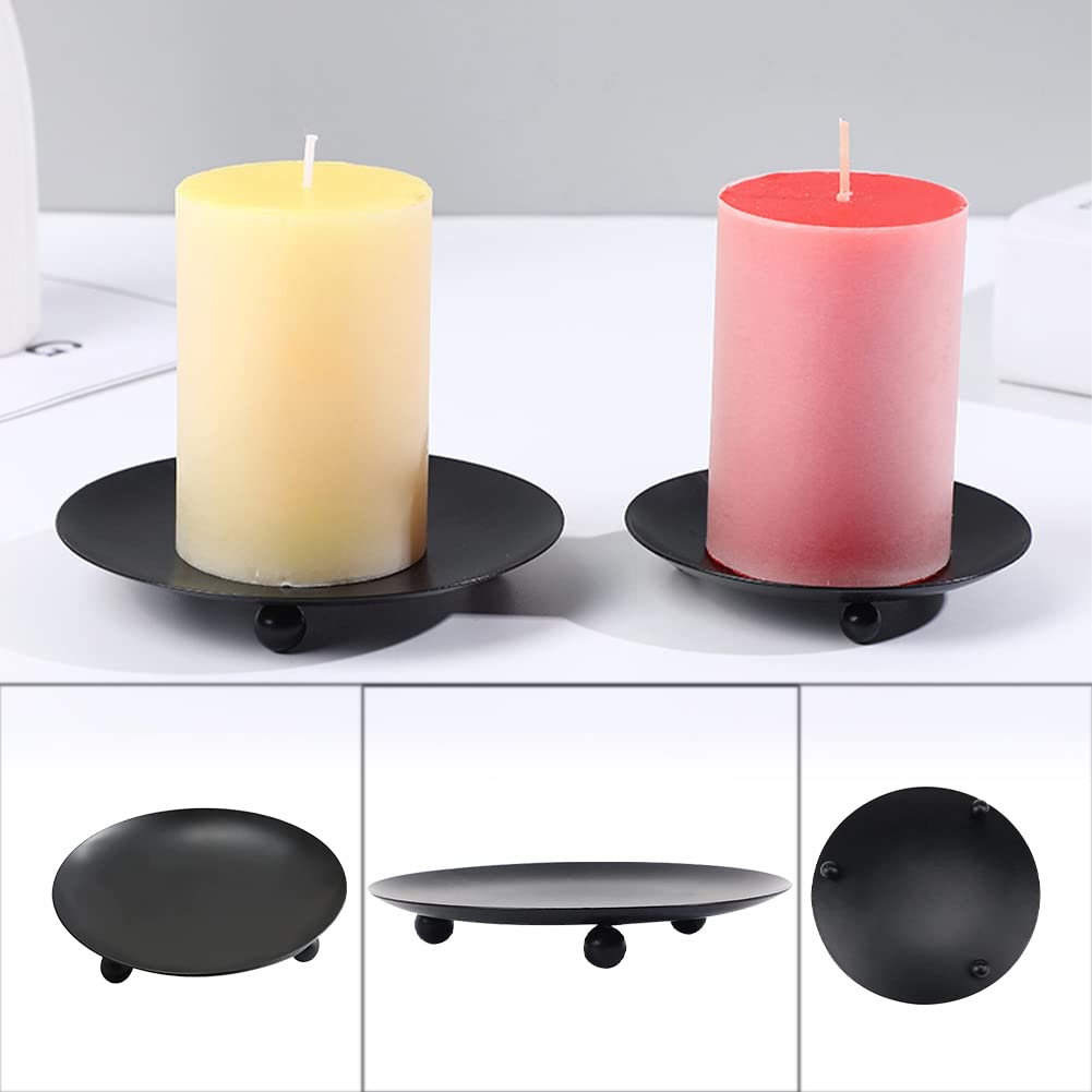 XSHAO Lot De 8 Plaques Bougie Métal Noir Et Or - Supports Bougeoirs Élégants Pour Table, Mariage, Spa