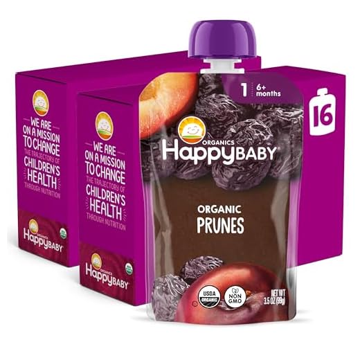 Happy Baby Organics Clearly Crafted Stage 1 Baby Food, Prunes, 3.5 Ounce Pouch (Pack of 16)