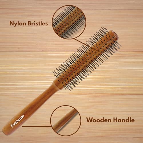 Image of Midazzle Wooden Bold Hair Brush for Women & Men | Natural Wooden Bristles Scalp Massage Comb | Anti-Static, Reduces Frizz & Hair Fall | Detangling Paddle Brush for Thick, Curly & Straight Hair (MIHB0047)