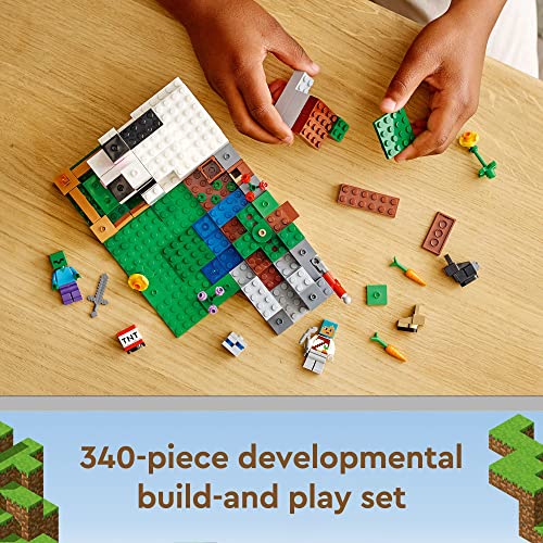 21181 Minecraft Le Ranch Coniglio, Set da costruzione, Giocattolo per bambini da 8 anni con statuette Allenatore, Zombie, Animali - Lego - Immagine 4