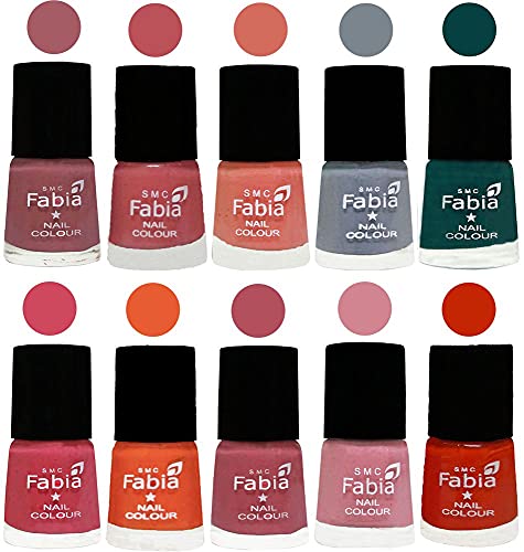 Image of ALL IN ONE (PACK OF 10), Long Lasting Glossy Nail Polish, 6 ml Each, All Vibrant Colours,01979