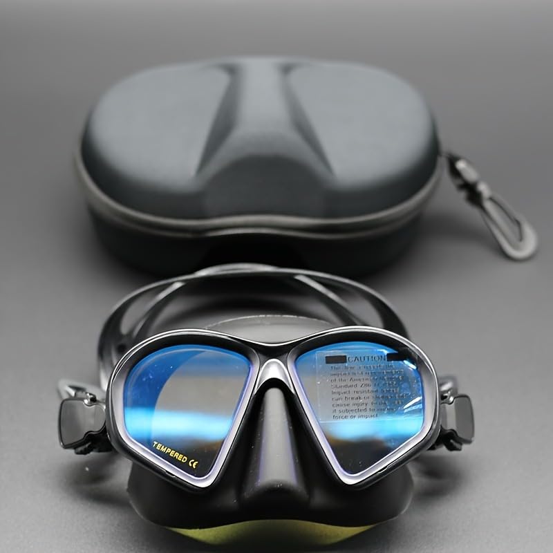 Professional Wet Low Volume Freediving Mask - Anti-Leak, Tempered Glass, Free Dive Mask - Diving, Freediving, Spearfishing - with Go-Pro Camera Mount and J-Type Snorkel