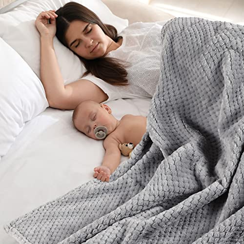 4 Pack Baby Fuzzy Blanket 30" X 40" Fluffy Waffle Flannel Fleece Baby Blanket For Newborn Infant Baby Receiving Blanket For Crib Stroller Travel Decorative (Light Blue, Pink, Beige, Gray) #TOP3