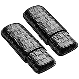 SOBOUR Pequeño Caja de cigarros Liviana Caja de cigarros con Acabado de Cuero Caja de cigarros portátil Interior de Madera de Cedro para 2 o 3 cigarros Enviar Caja de Regalo Embalaje Hecho a Mano