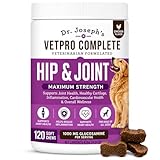 Dr. Joseph's VetPro Complete Dog Hip & Joint Wellness Supplement – High-Strength Glucosamine, MSM, Omega & Chondroitin Chews and Breeds – Vet Formulated Chicken Dog Treat - 120 Count