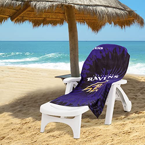 Image of Northwest NFL Baltimore Ravens Beach Towel, Psychedelic, 30 inch x 60 inch | Unisex-Adult