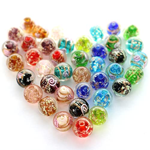 Artsy Crafts 40 Pcs Assorted Glow in The Dark Beads 12mm European Lampwork Glass Beads for Jewelry Making, Luminous Beads, Glow Beads, Shamballa Beads, Charm Beads for Bracelets (Mingled)
